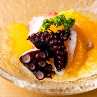 真蛸の柑橘ジュレ掛け