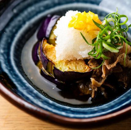 加茂茄子と牛肉のみぞれ煮