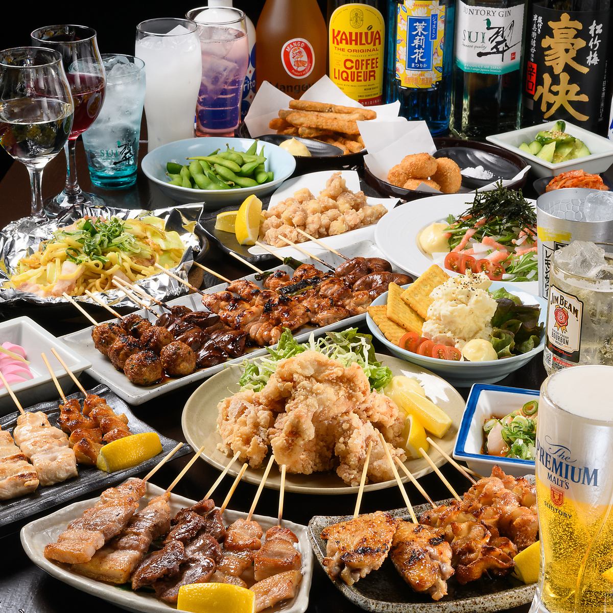 All-you-can-drink with 12 course meals for 3,000 yen!