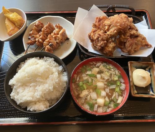 All-you-can-eat yakitori and fried chicken set meal