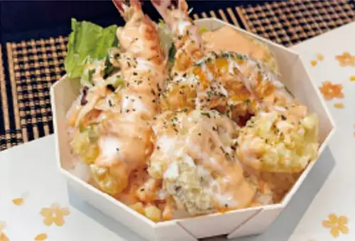 蝦仁蛋黃醬天婦羅飯
