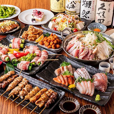 [無限次暢飲◆120種]「肉壽司、壽司、烤雞肉串、餃子、炸雞+日本料理」4,500 ⇒ 3,500日元