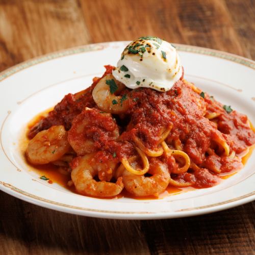 小エビとマスカルポーネのトマトソース