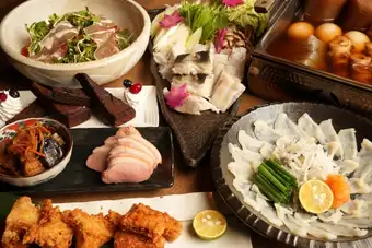 【极致奢华】关东煮河豚盛宴套餐（含150分钟畅饮，共8道菜）/ 10,000日元
