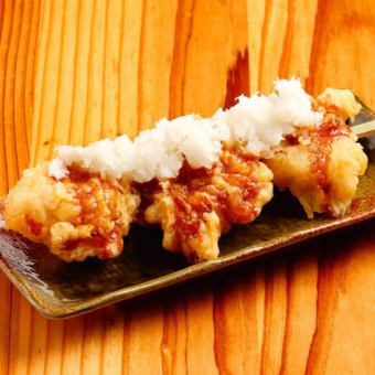 Chicken Tempura Skewers ~Shichimi Sprinkled~