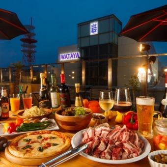 天神最上階のテラスでBBQ☆嬉しいフリードリンク付き！貸切は20名~応相談！ ☆アクセス抜群
