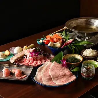 金アグー豚とA5飛騨牛のしゃぶしゃぶコース【おススメ】