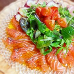 Three kinds of fresh fish carpaccio