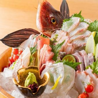 《3H飲み放題付+全10品》朝〆お造り7種盛りに熟成常陸牛の鉄板焼き【海宴コース】7000円⇒6000円