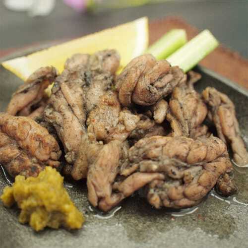 Local chicken neck and Japanese pepper teppanyaki