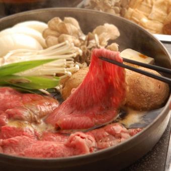 暖コース《生付き3H飲み放題+全9品》極上和牛のすき焼き鍋や鮮魚の5種舟盛りなど【7500円】