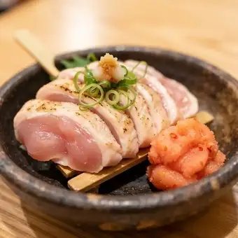 地鶏ササミと炙り辛子明太子