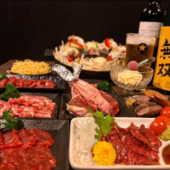 맛을 듬뿍 담배 고기와 신선한 야채 세트의 일품 징기스칸!