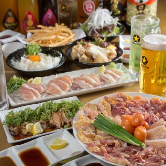 【人気No.1☆各種宴会に♪】120分飲み放題付◆全14品◆なかの食鶏名物鶏焼コース◆4000円