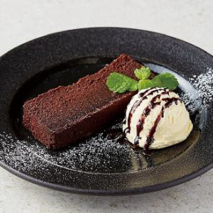 Chocolate terrine with ice cream