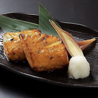 Grilled coho salmon marinated in miso