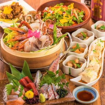 ご当地名物に北陸の海鮮とせいろ蒸しなど【郷土・海鮮堪能コース】9品 5,500円 3時間飲み放題