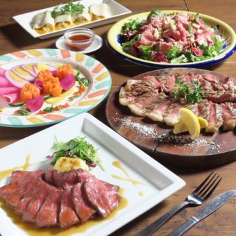 A5ランク『最高級』仙台牛＆【Tボーンステーキ】のWメイン　3時間飲み放題　￥6,000