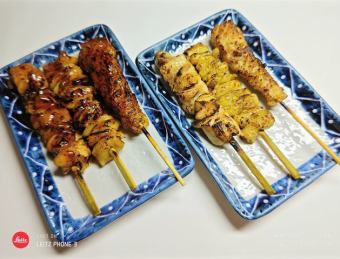 【焼鳥】串3種盛(若鶏・鶏皮・つくね)(タレ 塩)/焼鳥3本盛(若鶏3本・鶏皮3本・つくね3本)(タレ 塩)