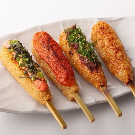 grilled rice ball skewers