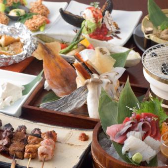 【3時間飲み放題付】焼き鳥・野菜巻き・刺身3点盛り全35品食べ放題付コース【4500円→3500円】