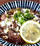 Liver heart steak ~with green onion, salt, and lemon~
