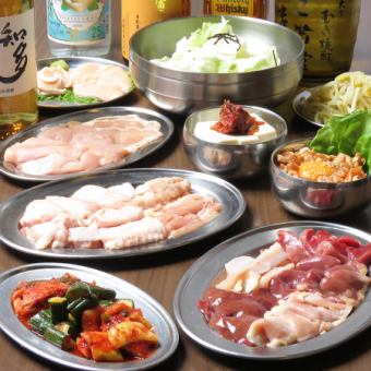 【2H 음료 무제한 포함】닭고기 모듬+치바현산 동쪽의 장인 SPF돼지 포함한 전 8품 5000엔 세금 포함