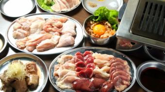 【2H飲み放題付】鶏とし盛り+特選牛ハラミ含む全9品6000円