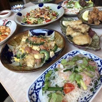 忘年会スペシャルコース！エスニック、アジア感満載の料理に生ビール込みの90分飲み放題付！