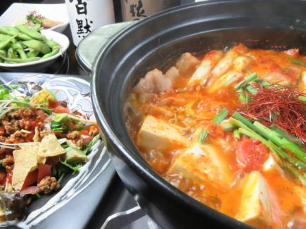 【〆은 치즈 리조토♪】 된장 토마토 치게 냄비 등 전 6품 코스 120분 무제한 5000엔