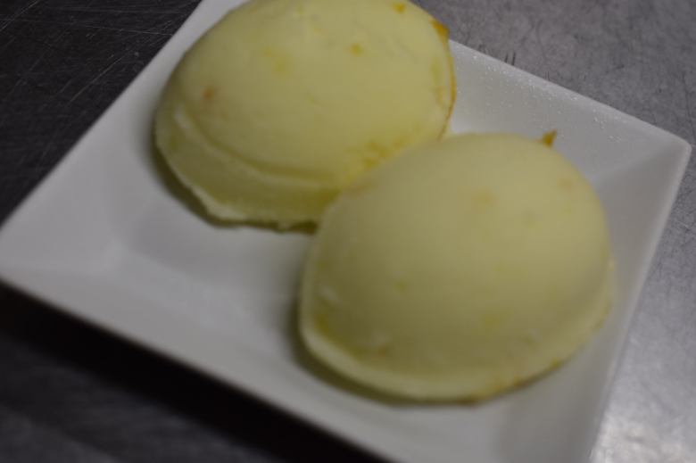 Yuzu sorbet / vanilla ice cream / mango gelato
