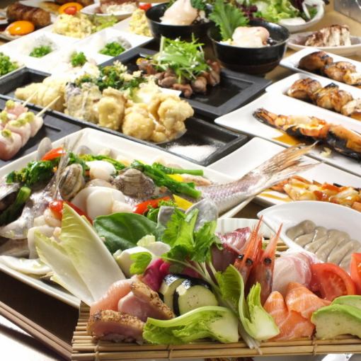 [Good for year-end parties and other various banquets] Luxury course with 90 minutes of sashimi, grilled dishes, simmered dishes, etc. 13 dishes 4,500 yen with all-you-can-drink included