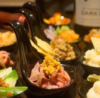 [10 kinds of appetizers x Smoked Treasure Box x Meat Chazuke Ladies' Party Course] 7 dishes + 120 minutes all-you-can-drink for 5,000 yen