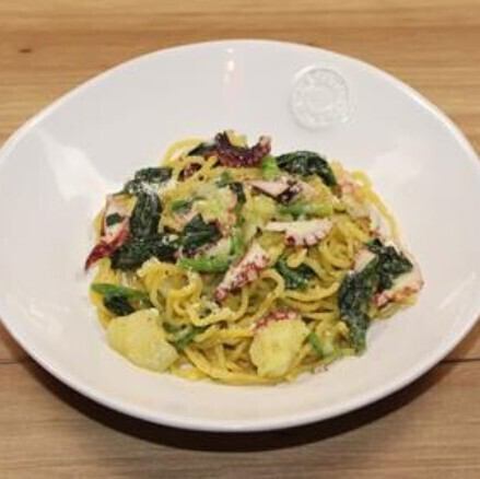 Octopus and potato malt pesto