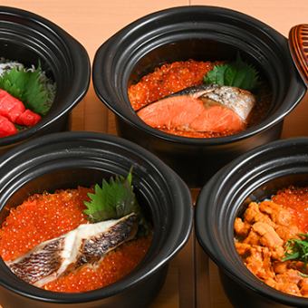 【選べる土鍋コース】5,000円/鴨の白焼きうに乗せ、いくら茶碗蒸し、お刺身、海鮮土鍋などを満喫