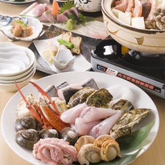 火鍋套餐（土雞火鍋/海鮮火鍋）6道菜合計3500日元