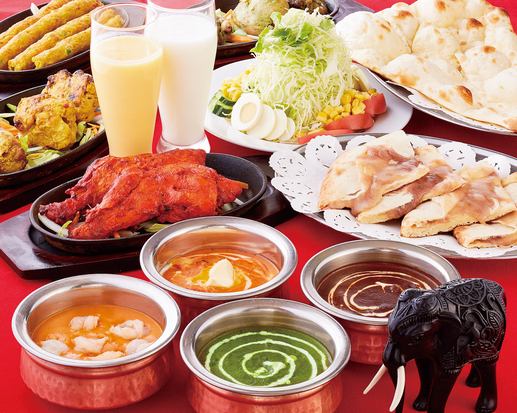 食べ飲み放題120分3900円 カレー×ナン食べ放題+タンドリー3種盛・サラダ【カラオケ半額券付】