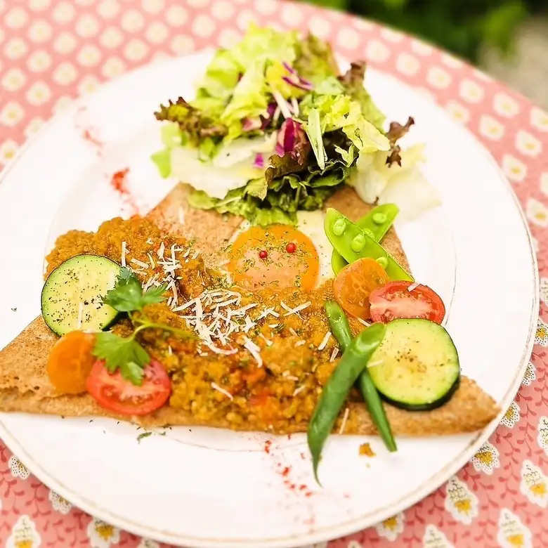 Homemade summer vegetable curry galette