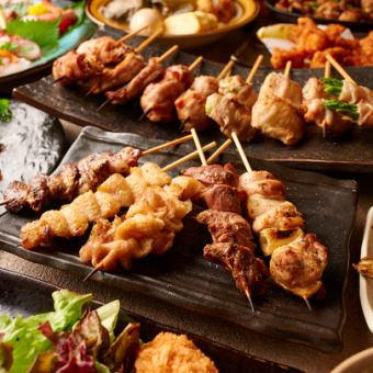 【土日祝日限定】焼き鳥2種の他、カルパッチョや〆のご飯など全6品2時間食べ飲み放題付き3000円
