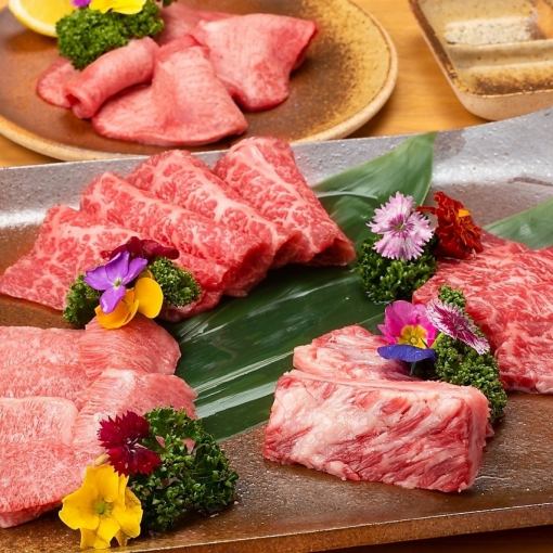 【焼肉メインで楽しむ】米沢牛5種盛り焼肉＋定番サイド4品＋デザート付き