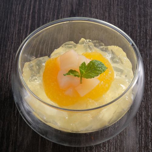 Mandarin and peach panna cotta