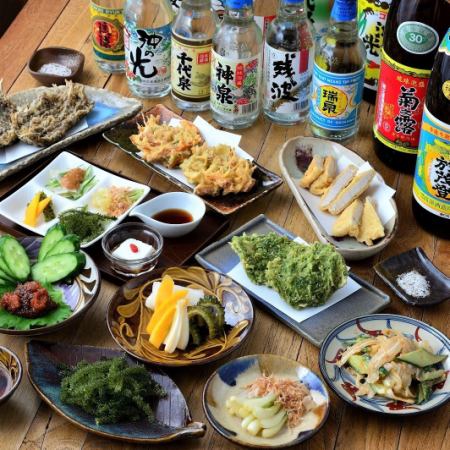 [All-you-can-drink included] 10 items of "Marsan Course" for early summer gatherings such as island scallions and bitter gourd champuru