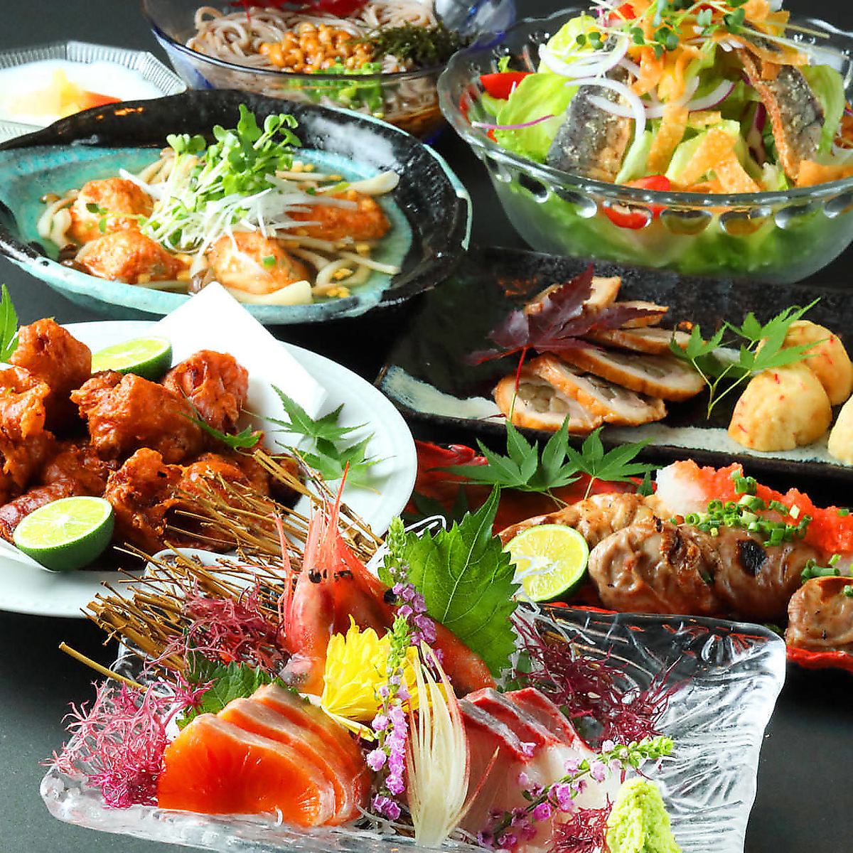 宴会におすすめ☆季節の食材使った飲み放題付コースは3200円～