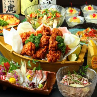 【季節宴会コース】香辛タレの鶏竜田＆名物麻婆豆腐など全8品＋2.5H飲み放題 5000円→4000円