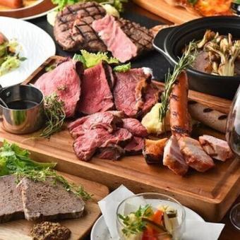 【肉宴会コース】和牛ステーキ含む豪快肉盛り付き全12品＋2.5H飲み放題 6000円→5000円