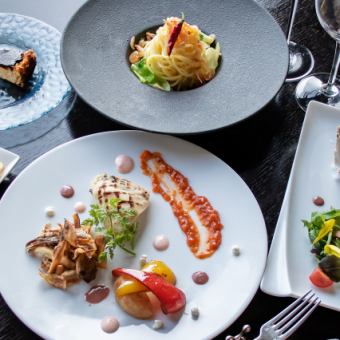 【土日祝限定ランチコース】　選べる《前菜》《パスタ》パン・デザート・ドリンク付き　全5皿