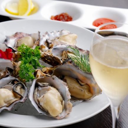 【ランチパーティーコース】生牡蠣、鶏モモの香草パン粉焼き等+２時間ワイン飲み放題付き ￥3980