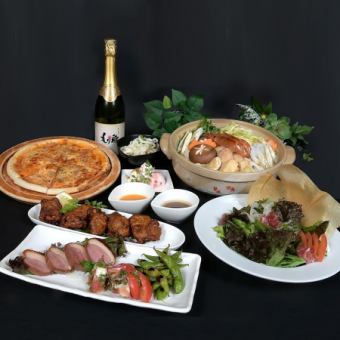 【もり蔵秋冬お鍋付宴会プラン】選べるお鍋など全7種のお料理＋生ビール込２時間飲み放題