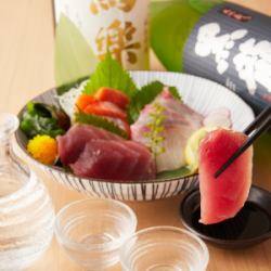 Assortment of three kinds of sashimi