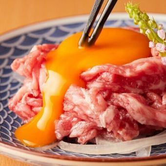 【生ビール含む2H飲み放題付】蟹と大海老の天ぷら・和牛ユッケ等10品『雅-みやび-コース』5980円